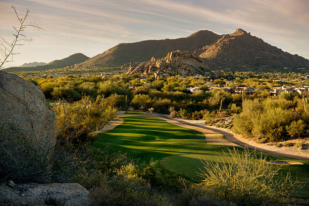 Golden hour Arizona landscape, Scottsdale, Phoenix area,USA
